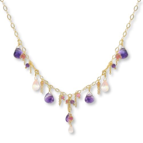 Collier,Silber 925, Amethyst, Rosenquarz, Edelstein, vergoldet, Silberschmuck, Goldwerkstatt, Schmuck und Trauringe, Neuötting, Halskette, Schmuck