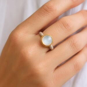 Ring, Silber 925, vergoldet, Mondstein, Schmuck, Silberschmuck, Goldwerkstatt Schmuck und Trauringe, Neuötting, Altötting, Geschenk, Lieblingsmensch