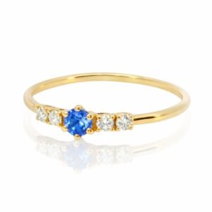 Ring, Gelbgold, Gelbgold 585, Verlobungsring, Goldring, Safir, Brillanten, Verlobungsring, Geschenkidee, Goldwerkstatt Schmuck und Trauringe, Neuötting, Altötting, Goldschmuck
